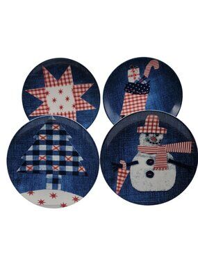 Studio Nova Country Holiday Dessert Plate Set of 4 Fine China Microwave Safe